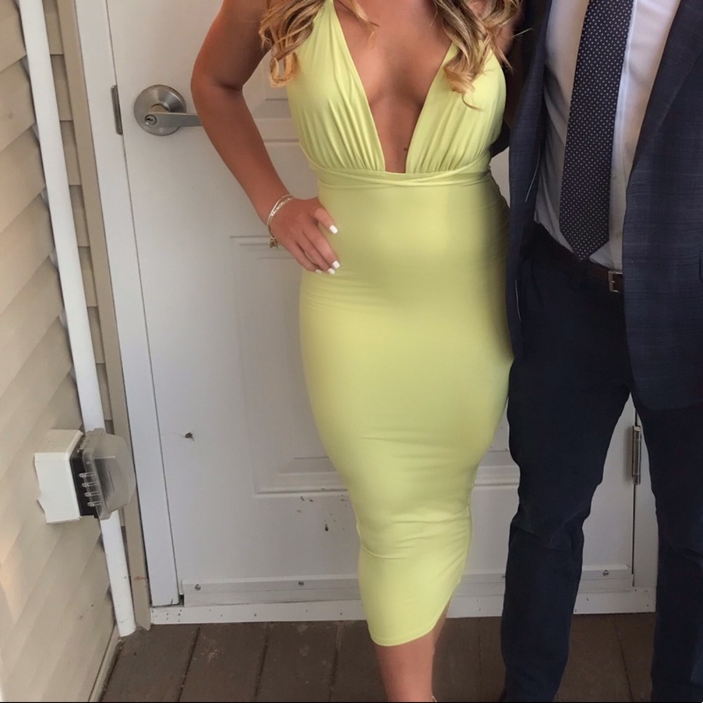 Yellow tight maxi dress